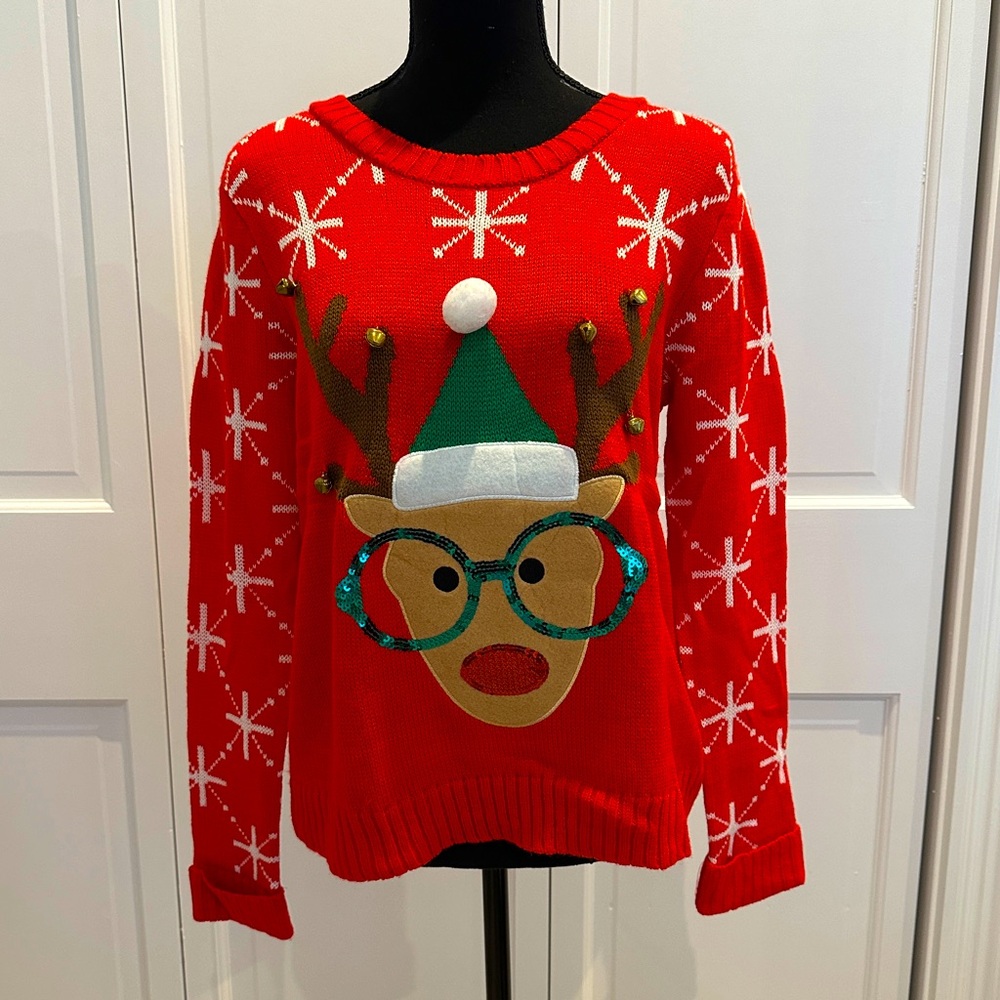 Reindeer with Glasses Christmas Sweater